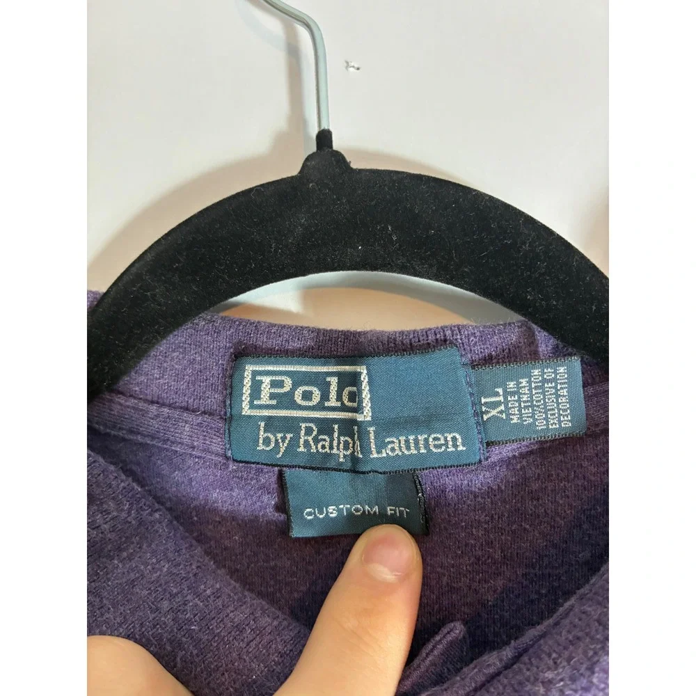Polo Ralph Lauren Mens XL Custom Fit Purple Short Sleeve Polo Shirt Yellow Pony